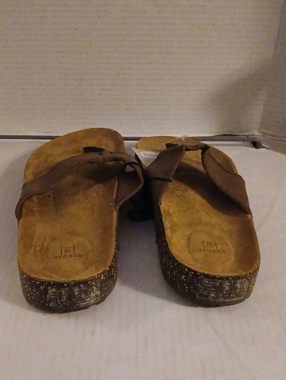 George Men's Brown Suede Toe-Post Sandals